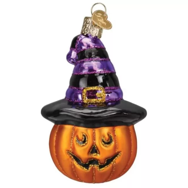 Old World Christmas WITCH PUMPKIN (26090) Glass Ornament w/ OWC Box