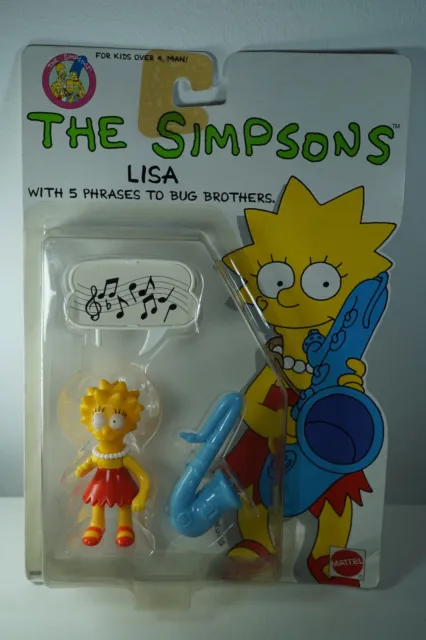 Mattel The Simpsons Lisa Simpson figure with Saxaphone MOC 1990 NEW !
