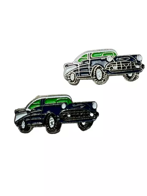 Custom Made Cufflinks Vintage Cars 1957 Chevrolet Chevelle Chevy Coupe Green DIY