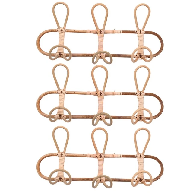 3 x parete in rattan bambini vestiti organizer rack abbigliamento cappello HänD3O8