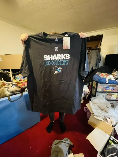 Brand New -San Jose Sharks Shirt Adult 3XL Black Adidas NHL Mens Activewear Tee