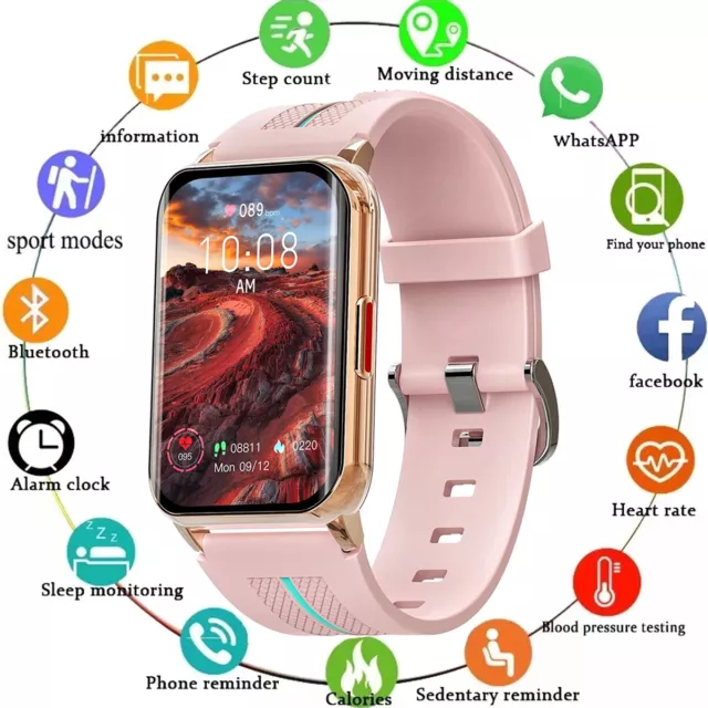 Damen Luxus Bluetooth Smartwatch Sportuhr Herzfrequenz Fitness Tracker Armband