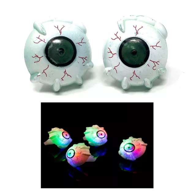24 Crazy Eye Eyeball Flashing LED Plastic Finger Glow Toy Rings Light Up Party