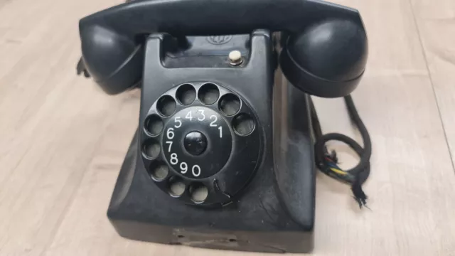 Téléphone Ancien Bakélite Noir Societé Plazolles 1954 Vintage PTT France