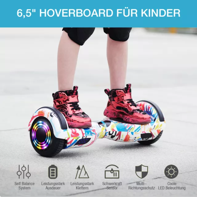 Hoverboard Kinder 6,5 Zoll Elektro Scooter Bluetooth Elektroroller LED Segway-DE 3