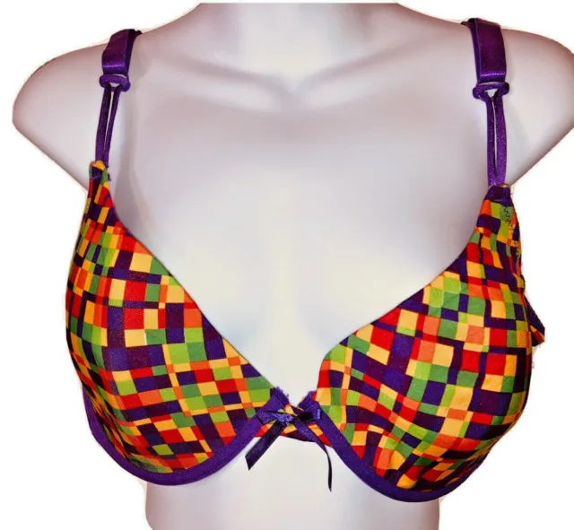 NEVER NAKED BRAND Bra 42C Geometric Checkered Colorful Underwire Padded  Colorful £11.02 - PicClick UK