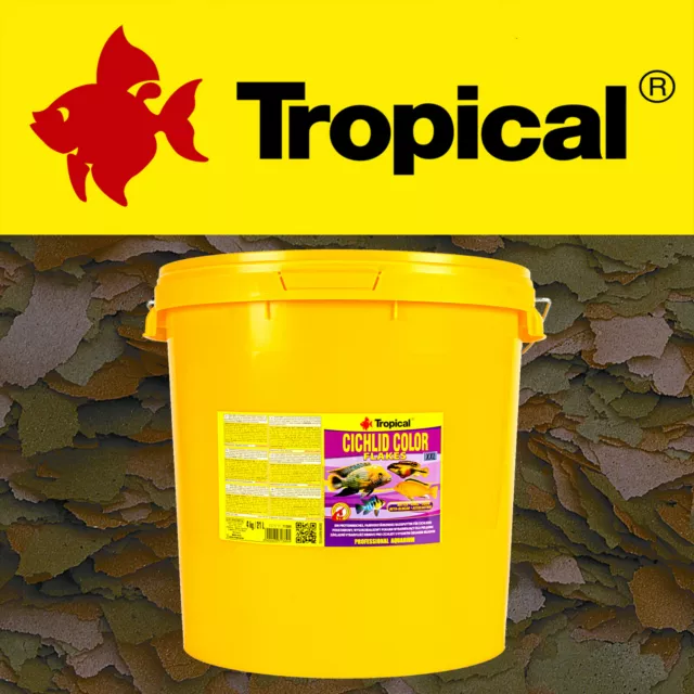 (€4,91 / L) Tropical Cichlid Color XXL 21 Liter Flakes Flockenfutter Cichliden #