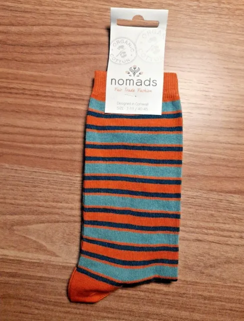 Nomads Fair Trade Stripe Organic Cotton Mens' Socks - Bnwt 9015