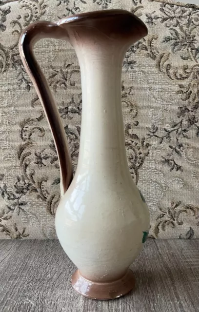 Elégant long vase céramique motifs floraux - peinture motif main ? 2