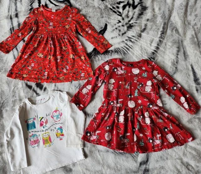 Girls Christmas Dresses & Top Bundle Age 2-3 Years Next Nutmeg TU