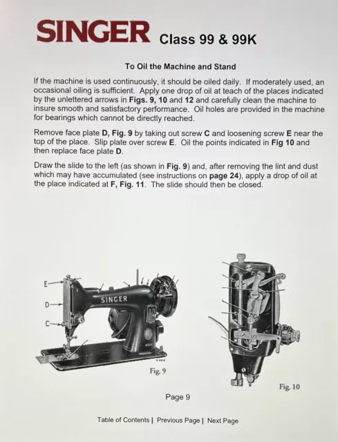 Instrucciones para máquina de coser Singer 99 y 99K guía manual de usuario encuadernada 3