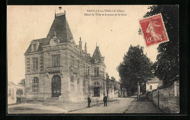 CPA Neuilly-en-Thelle, Hotel de Ville and Avenue de la Gare