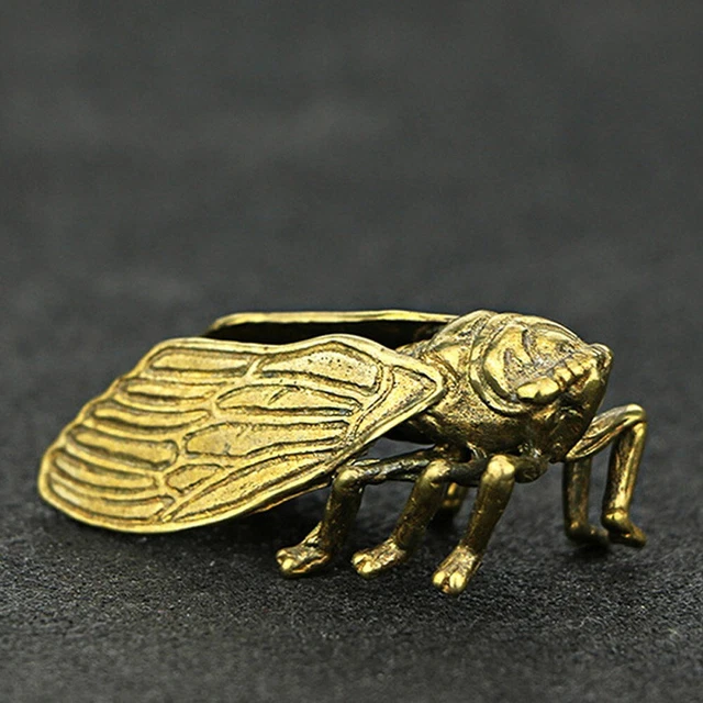 Chinese Collection Old Asian Antique Collectible Cicada Statue Polished Kids Toy 3