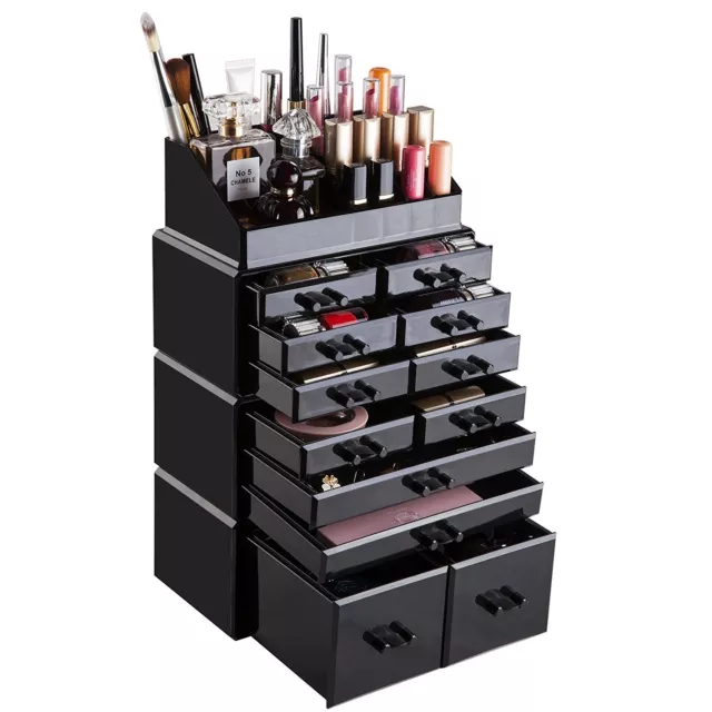 12-Drawers Makeup Cosmetic Jewelry Organizer Boxes Display Case Large Storage