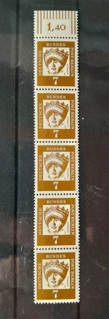 Berlin Bedeutende Deutsche Mi- 200, postfrisch,  5er Bogenteil mit Rand oben