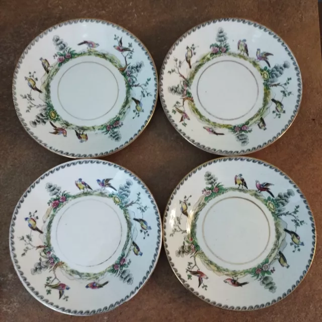 Set of Four Antique, Royal Stafford China 'Birds' Pattern Side Plates 17.5cm