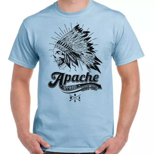 T-shirt teschio indiano Apache abbigliamento uomo copricapo moto biker tatuaggio bici 5