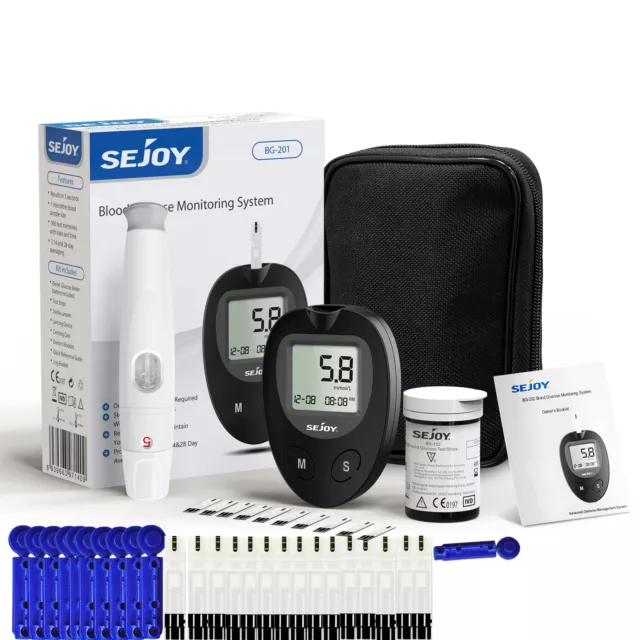 SEJOY Diabetes Sugar Meter Blood Glucose Monitor Testing Kit Test Strips Lancet