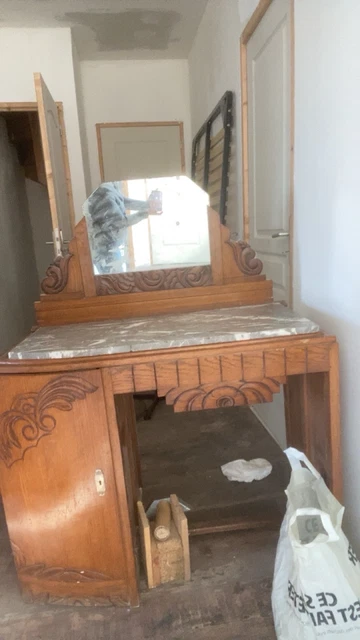 Coiffeuse Ancienne En Acajou Avec Miroir – Style Vintage, Adulte, Occasion