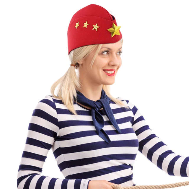 Chapeau D'hôtesse De L'air Style Vintage - Étoile De Mer En Feutre Et Métal - Costume