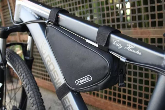 ROSWHEEL Triangle Cycling Bicycle Front Tube Frame Bag Mountain Bike Pouch Black