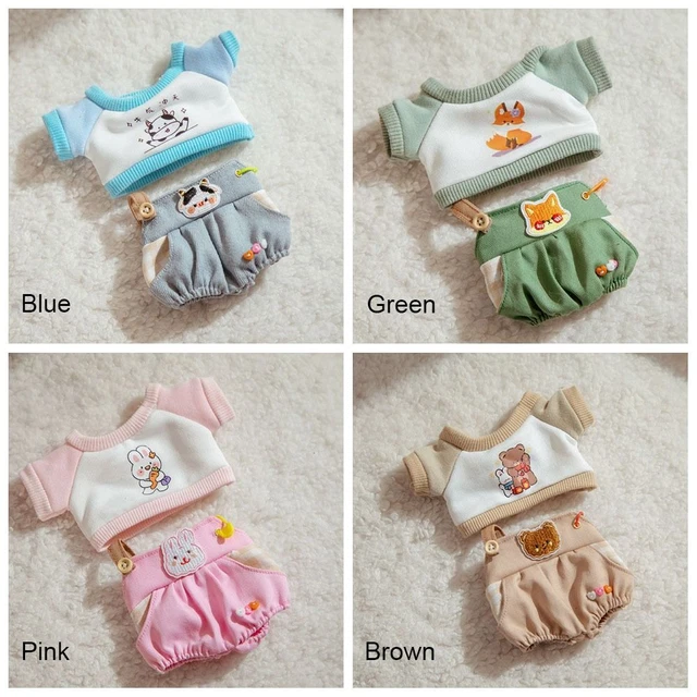 Cartoon Animal Pattern T-shirt Trousers Suit 20cm Doll Clothes Suspender Pants 2