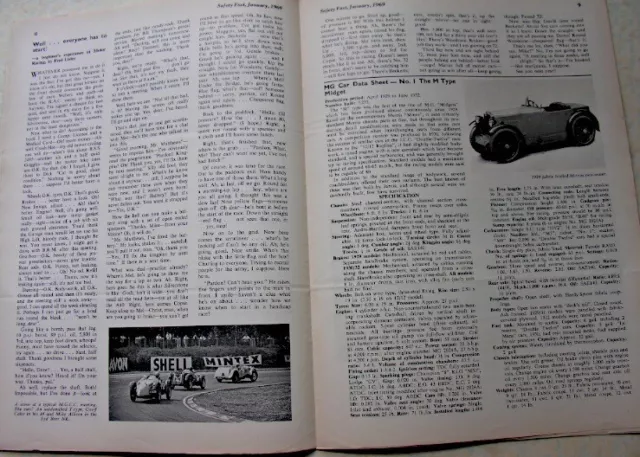 SAFETY FAST MAGAZINE January 1969 MG M-Type Midget Data Sheet, Starting Racing 3