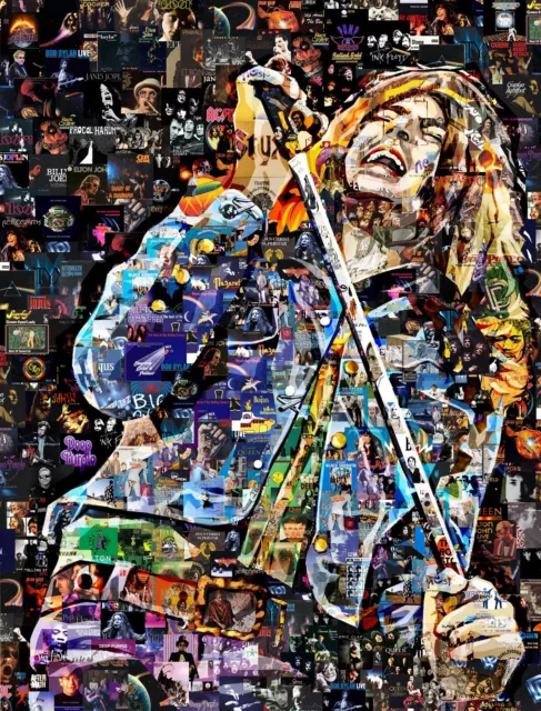 Art Collage Poster Ian Gillan (Deep Purple) Print Made Out Of 1960-70-s Albums