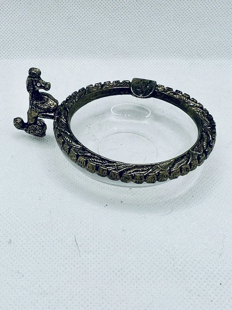 MCM Vintage Poodle Brass and Glass Ashtray B182