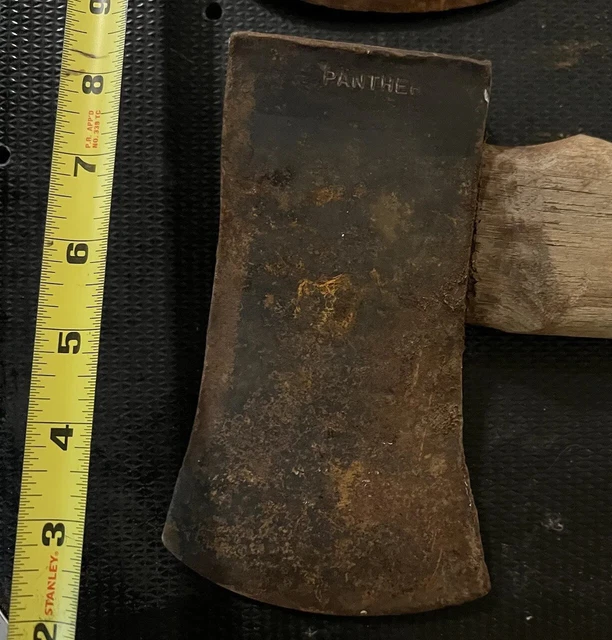 Rare Panther Clear Stamp Nice single bit Axe Head with nice handle