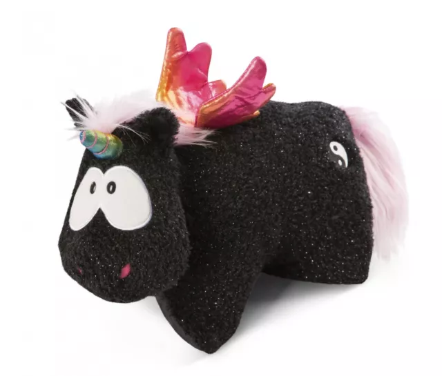 Nici 48412 Kuscheltierkissen schwarzes Einhorn Rainbow Yin & Yang 40x30cm Plüsch