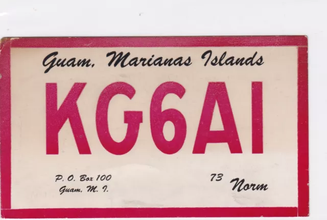 Vintage QSL Radio Übertragungskarte Guam 1947 Ref. R8451