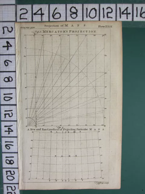 1754 Antiguo Estampado ~ Proyección De Mapas ~ MERCATOR'S Varios Diagramas