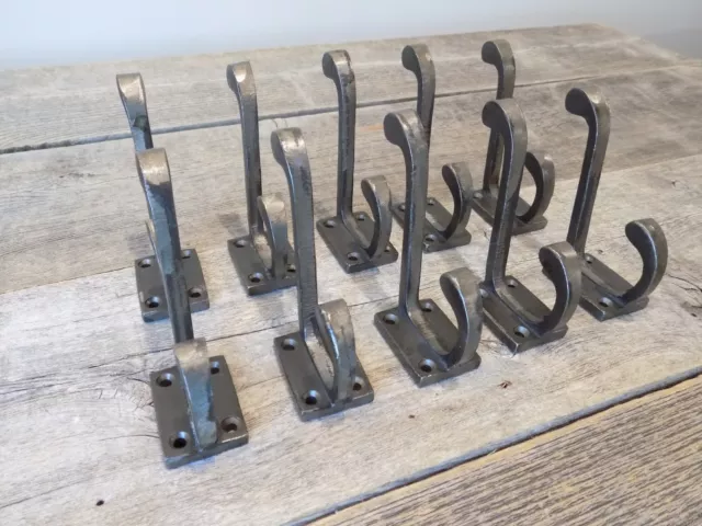10 Metal Hooks Coat Hat Rack Heavy Duty 3 1/2" Iron Storage Pots Closet Lot
