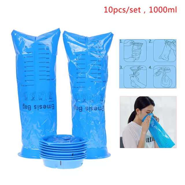 10 Pack Emesis Bag Disposable Vomit Bags Aircraft & Car Sickness Bag Nausea BID