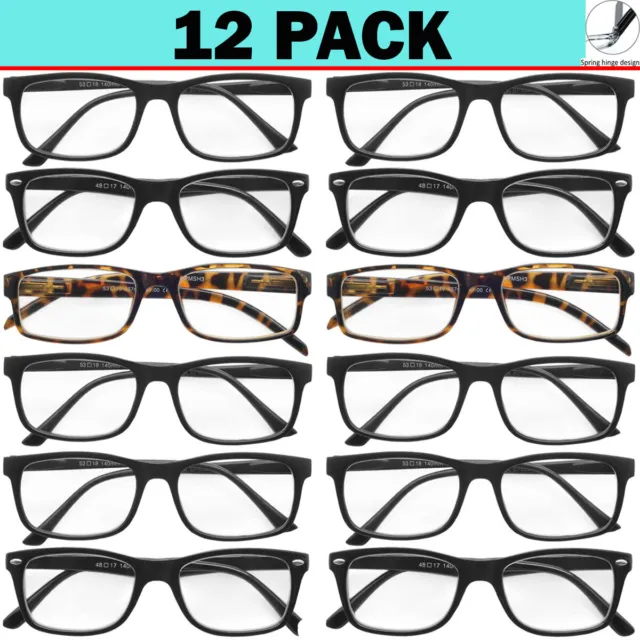 Reading Glasses  Mens Womens Reader 12 Pack With Spring Hinge Frames Style NEW