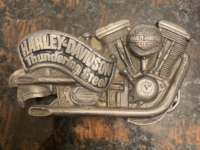 Boucle De Ceinture Harley-Davidson 'Thundering Steel' Vintage 1991 - Argentée, Bon état