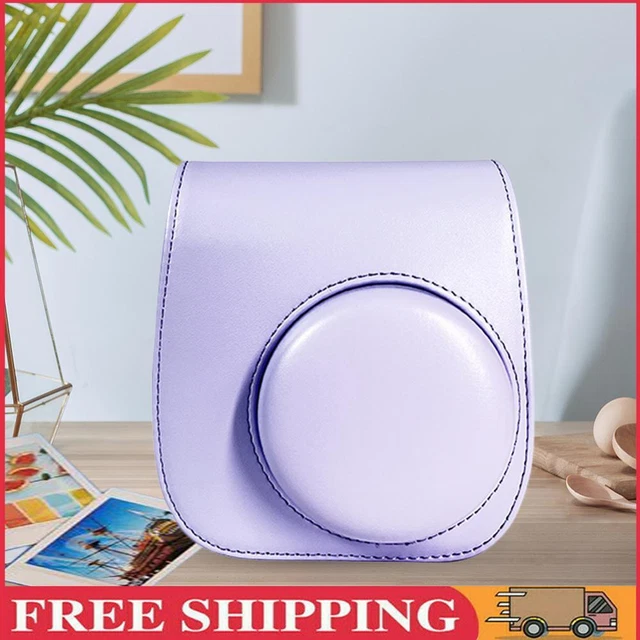 Instant Camera Bags PU Leather for Fujifilm Instax Mini 12/11/9/8 (Purple)