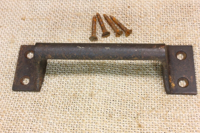 Old Screen Door Handle Drawer Pull brass On Rustic Iron Vintage 4 3/4" Sash Lift