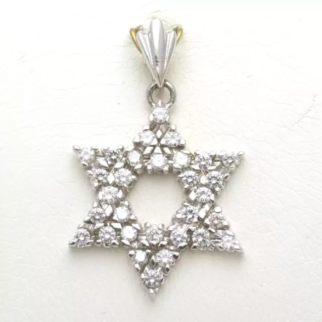 NEUF 14 carats diamant juif étoile de David pendentif 1,05 carat or blanc judaica