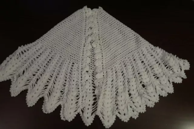 Handmade Knitted Shawl Scarf (White)