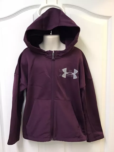 Under Armour Cold Gear Boys Girls Full Zip Hooded Jacket Violet  Purple XS 349