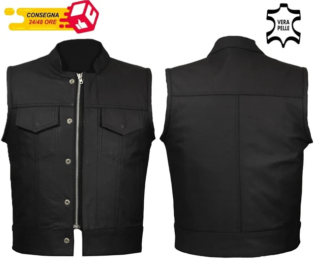 Gilet moto in pelle da per uomo ASPOIDEX PW Vintage & Custom Cafe Race Harly