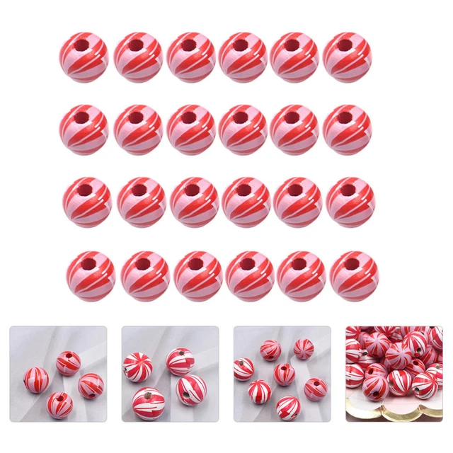 100 Pcs Christmas Loose Beads DIY Wooden Beads Hand Decor House Gifts Bracelet