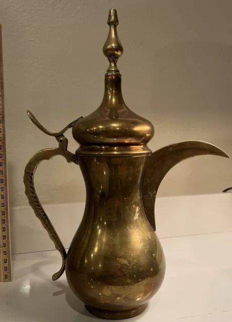 Vintage Brass 11" Dallah Coffee Tea Pot Arabic Turkish Islamic Middle Eastern