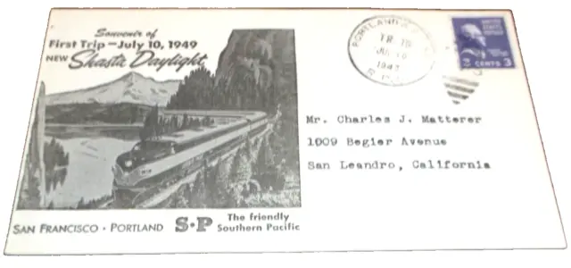July 1949 Southern Pacific Shasta Daylight Souvenir Envelope B