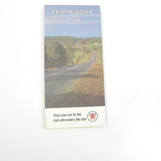 VINTAGE 1965 TEXACO Oil Company Touring Travel Map Of Tennessee 18 X 29