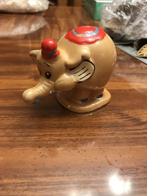 Circus Elephant With Red Hat Figurine Marked EDSA