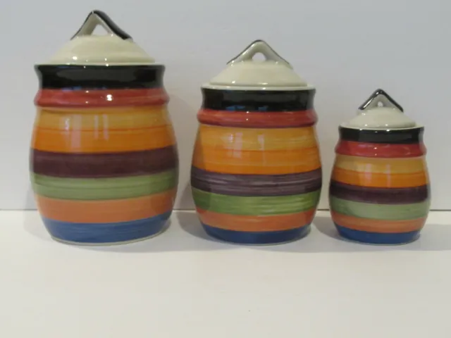Philipe Richards Rondo Hand Painted Canister collection - 3 Piece Set