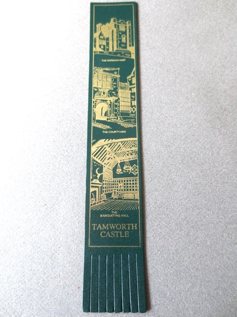 Leather BOOKMARK TAMWORTH CASTLE Staffordshire Norman Keep Courtyard Grn Unused